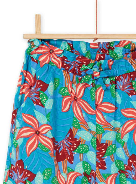 Dark turquoise fludie pants with flower print RABALPANT / 23S901W1PANC217